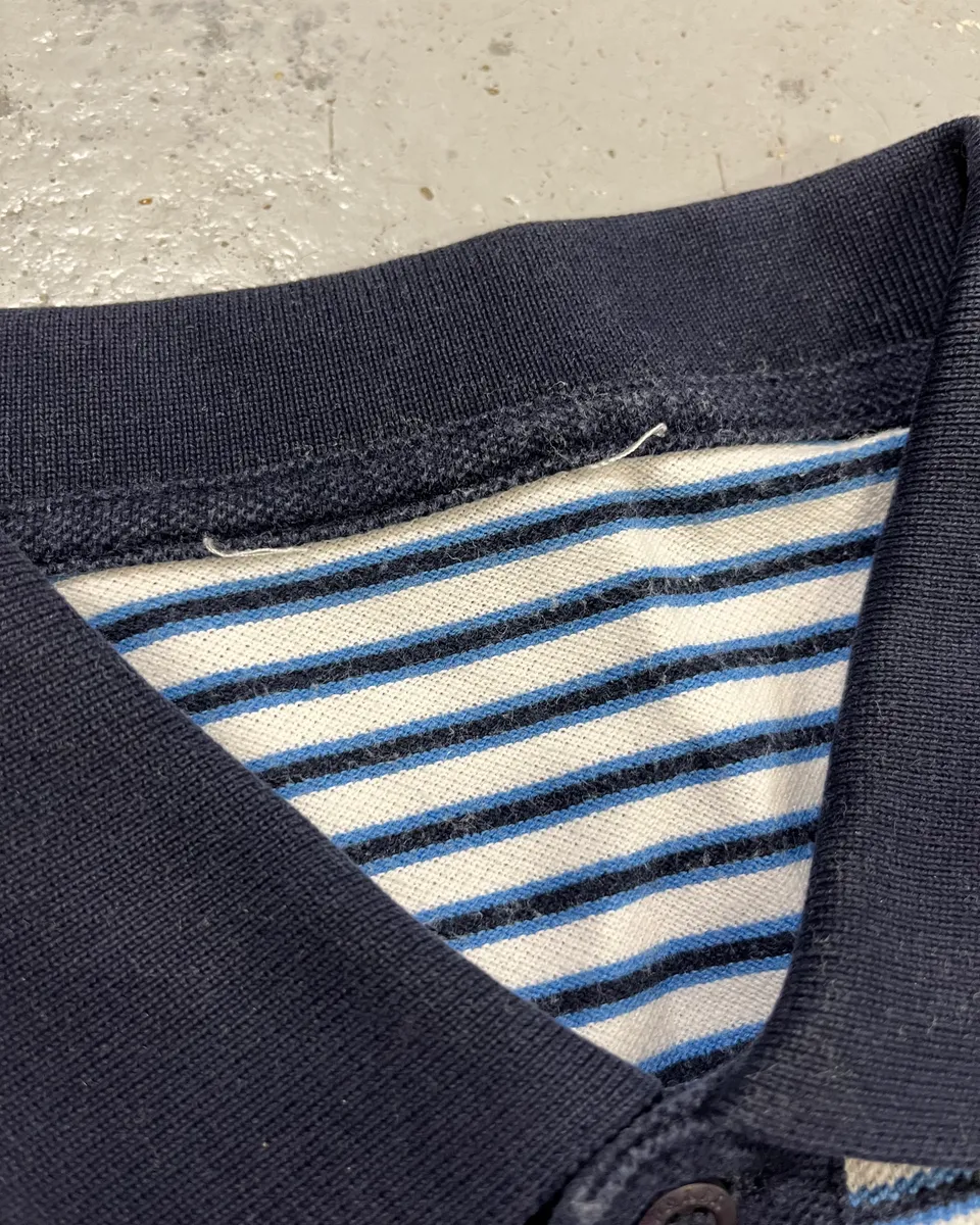 2000s Prada White & Navy Linea Rossa Striped Polo - Image 9