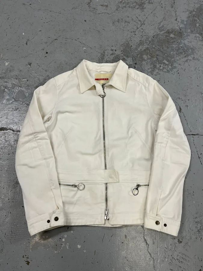 2000s Prada White Zip Up Jacket - Image 4