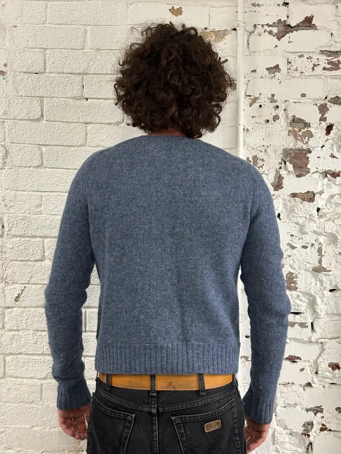 2000s Prada Wool Blue Crewneck Sweater - Image 2