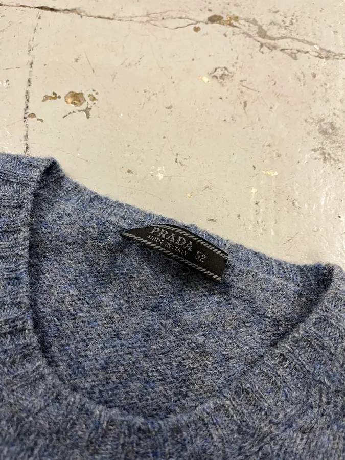 2000s Prada Wool Blue Crewneck Sweater - Image 9