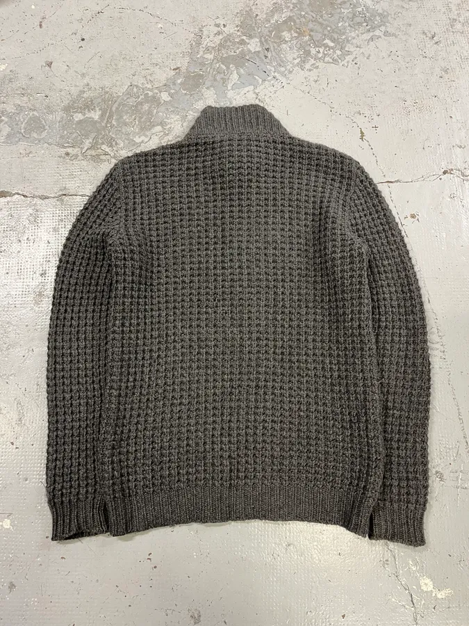 2000s Prada Wool & Kashmere Grey Knit Zip-up Sweater - Image 7