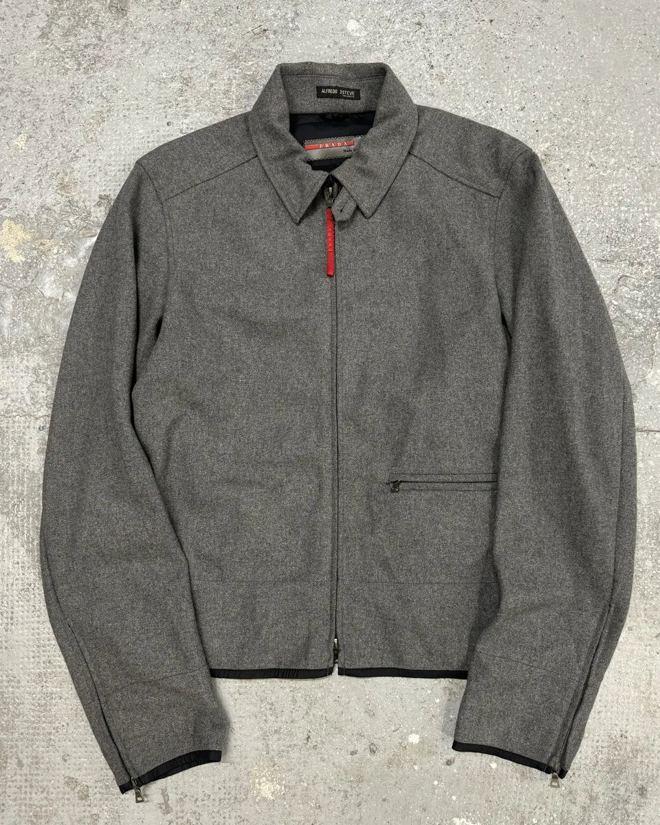 2000s Prada Wool Minimaliste Grey Jacket - Image 3