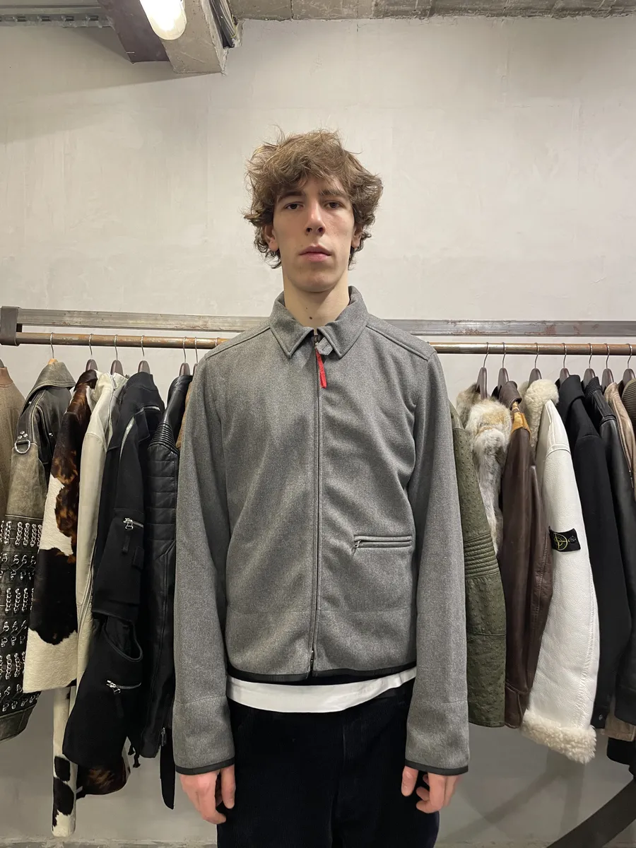 2000s Prada Wool Minimaliste Grey Jacket - Image 4