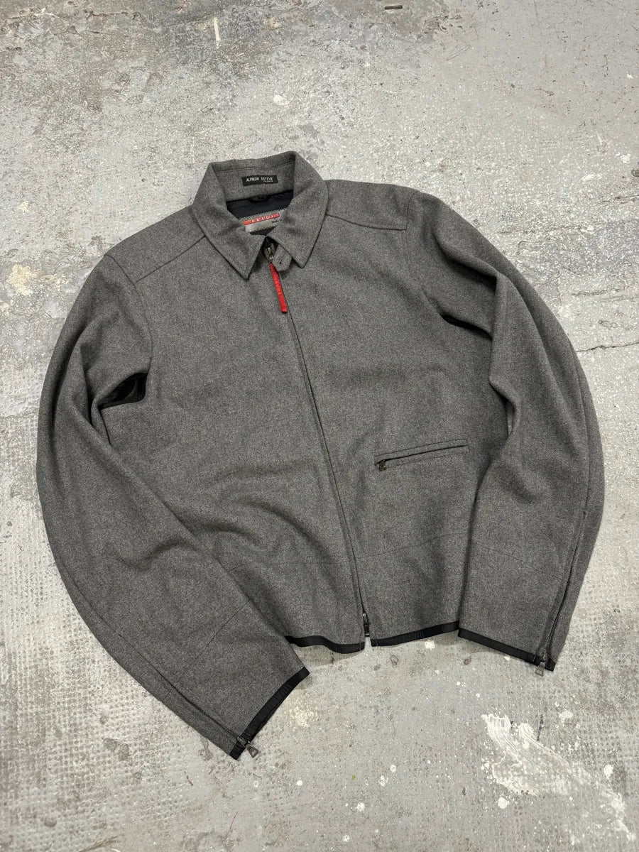 2000s Prada Wool Minimaliste Grey Jacket - Image 8
