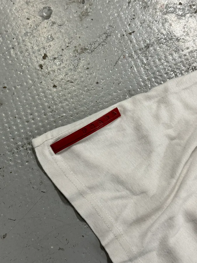 2000s Prada Zip Linea Rossa White T-Shirt - Image 4