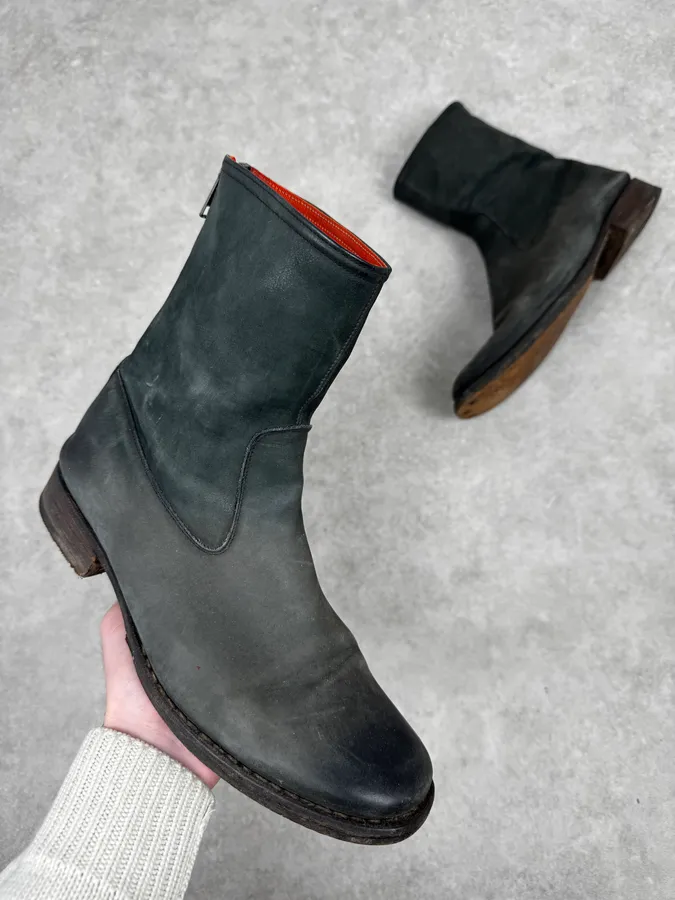 2000s Premiata Grey Leather Backzip Boots