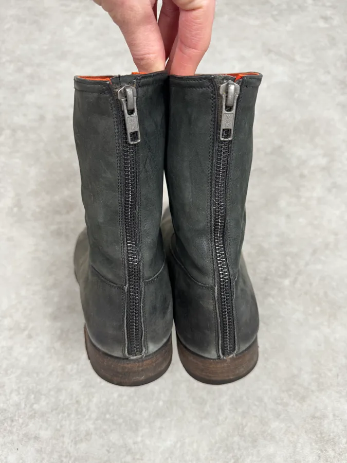 2000s Premiata Grey Leather Backzip Boots - Image 4