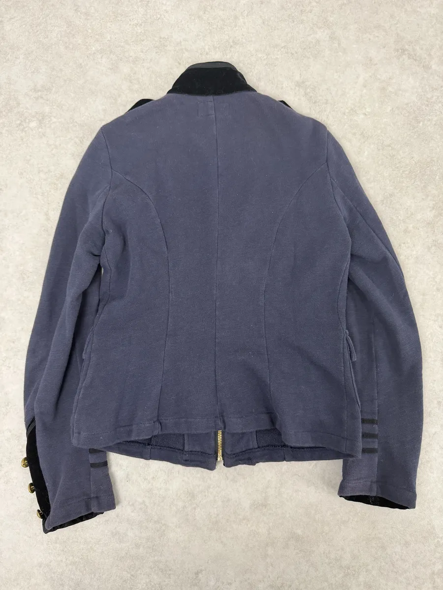 2000s Ralph Lauren Blue & Black Velvet Officier Naval Buttoned Jacket - Image 2