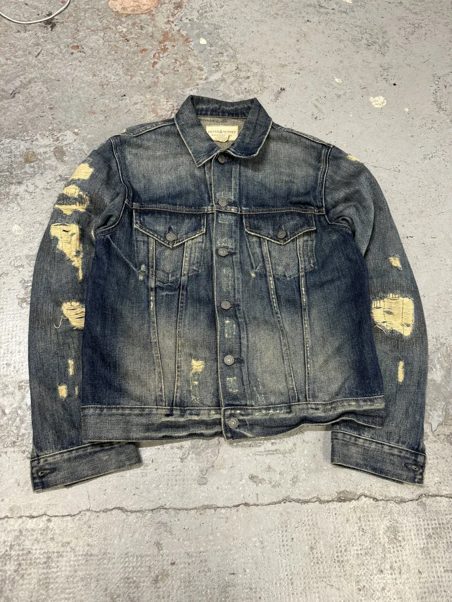 2000s Ralph Lauren Blue Distressed Denim Jacket - Image 11