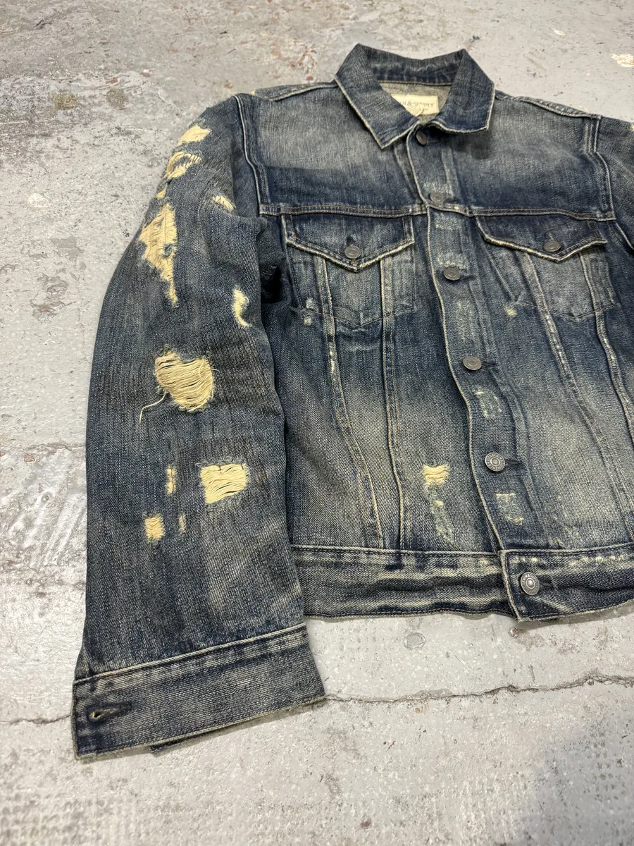 2000s Ralph Lauren Blue Distressed Denim Jacket - Image 12