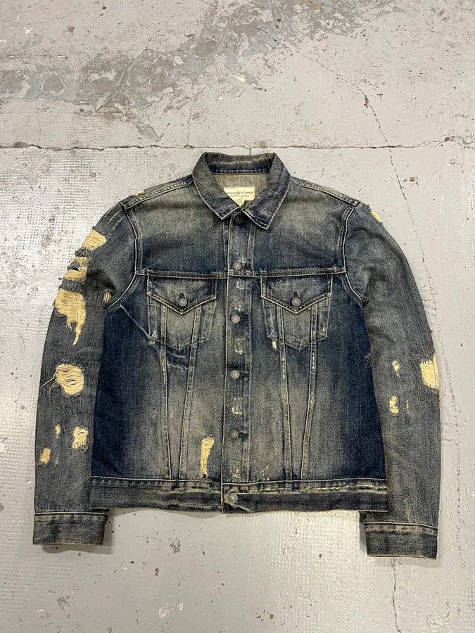 2000s Ralph Lauren Denim & Supply Blue Distressed Denim Jacket