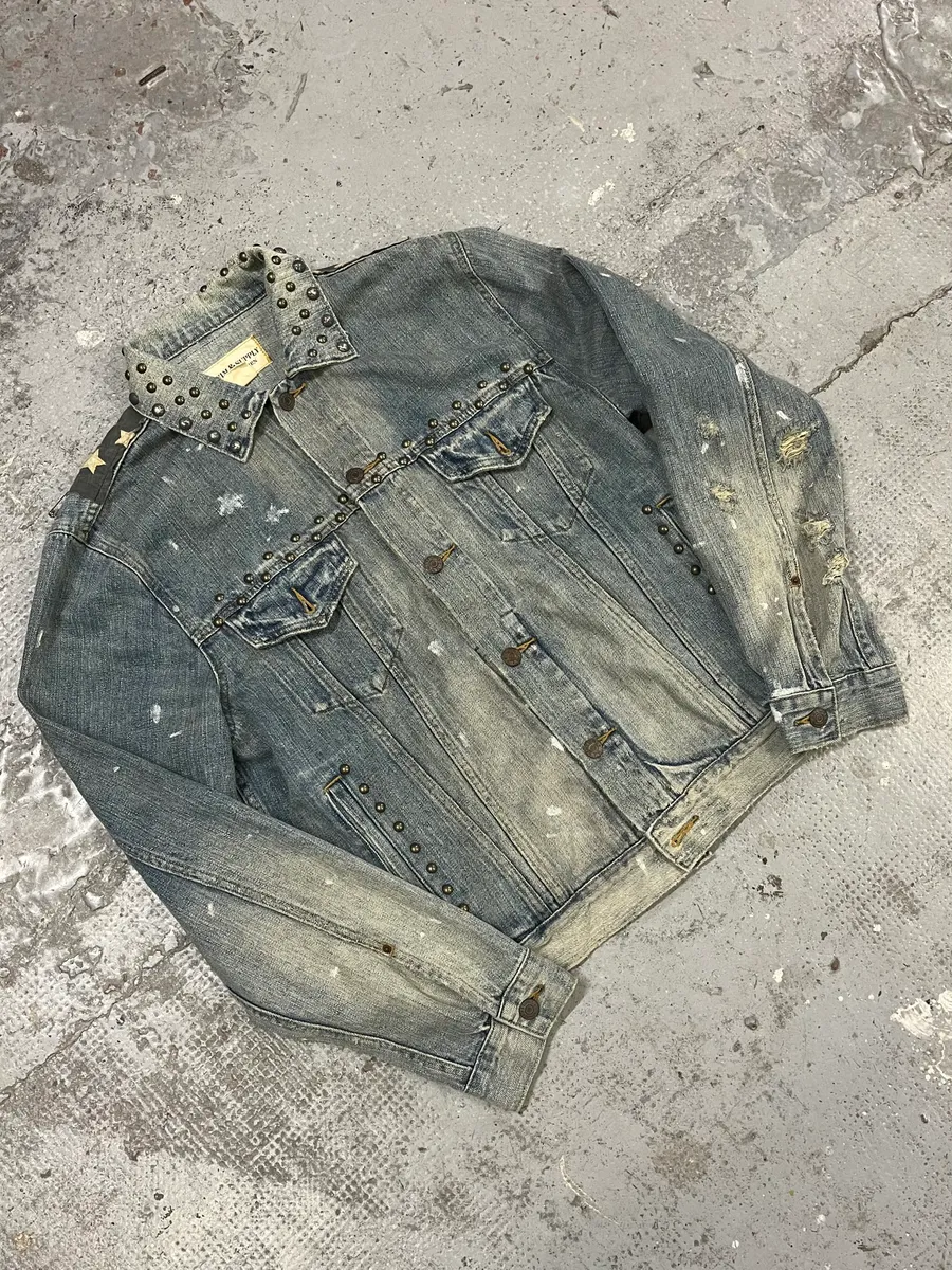 2000s Ralph Lauren Denim & Supply Blue Studded USA Flag Jacket - Image 7