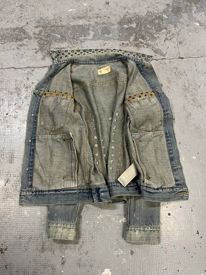 2000s Ralph Lauren Denim & Supply Pins Studded USA Flag Denim Jacket - Image 9