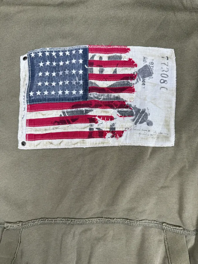 2000s Ralph Lauren Green USA Flag Hoodie - Image 5