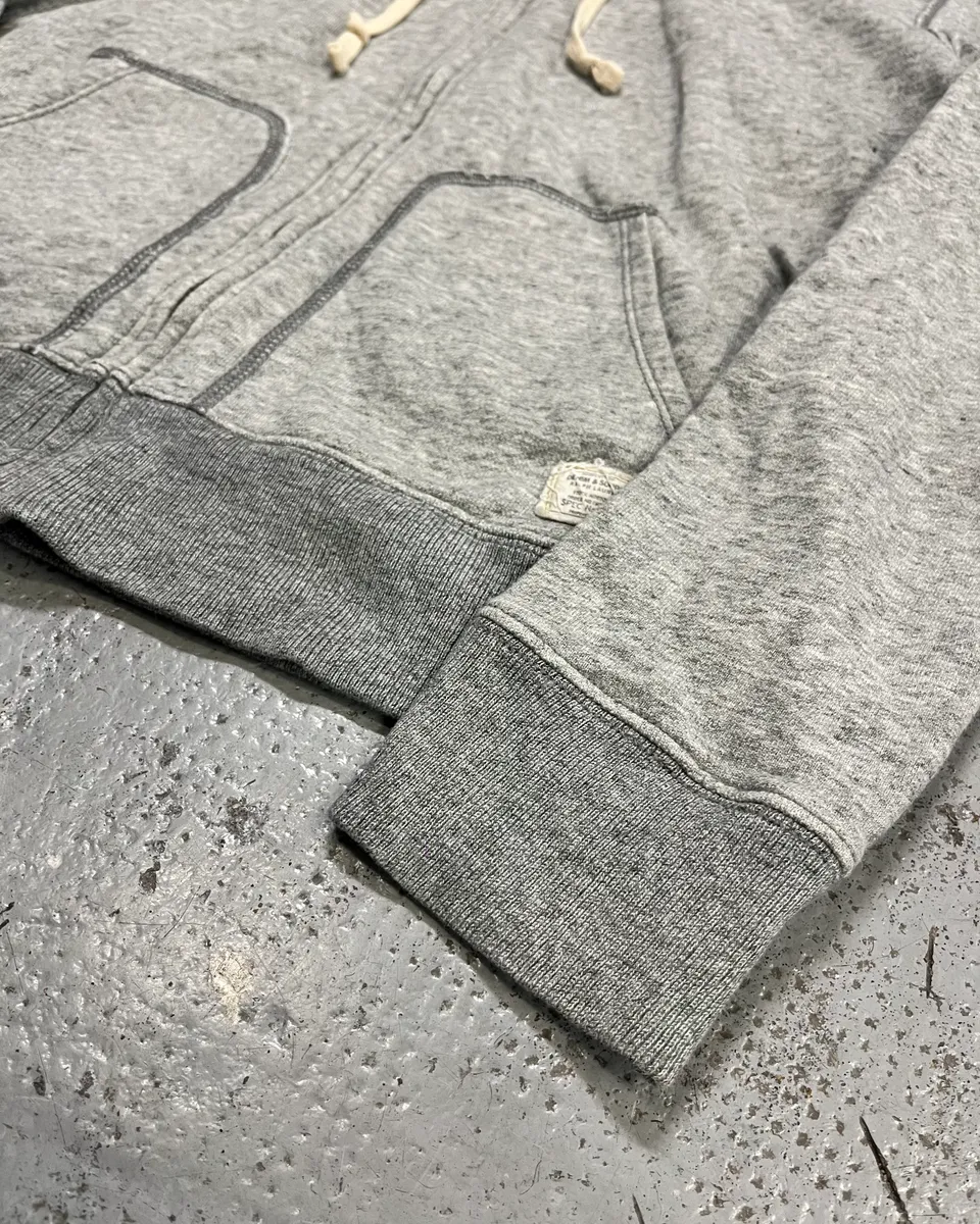 2000s Ralph Lauren Grey American Flag Distressed Zip Hoodie - Image 7