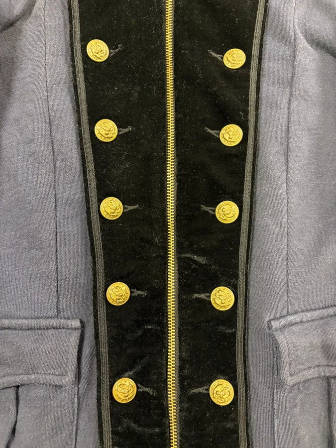 2000s Ralph Lauren Navy & Black Velvet Officer Jacket - Image 8