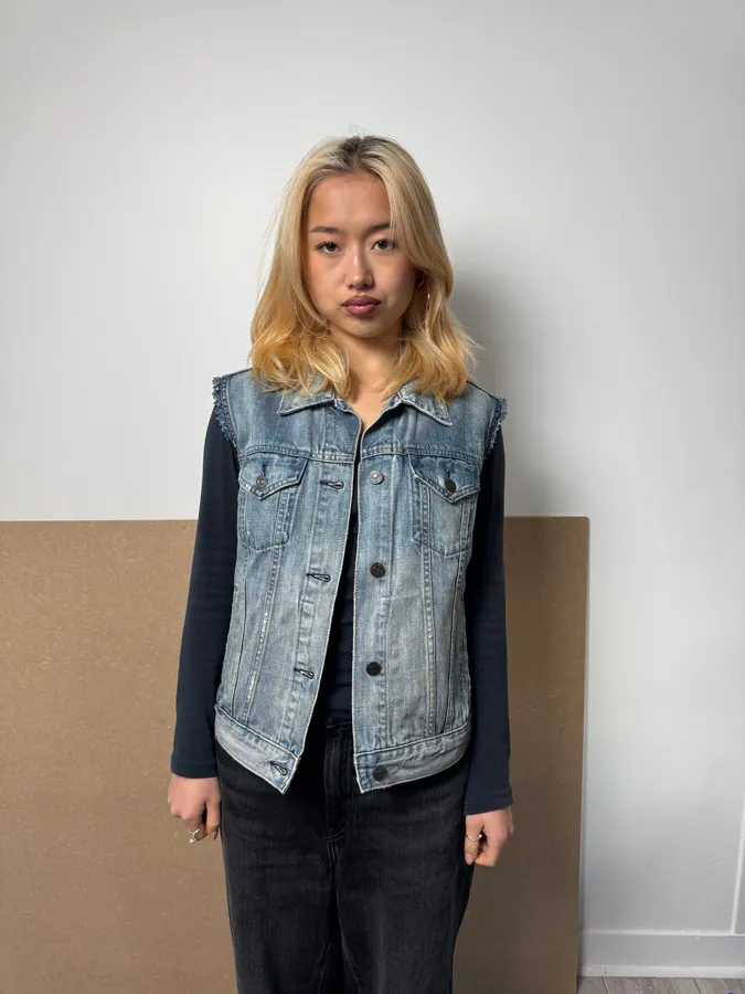 2000s Ralph Lauren USA Flag Denim Vest Jacket - Image 2