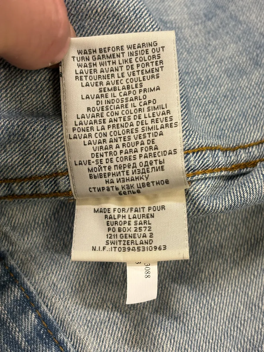 2000s Ralph Lauren USA Flag Distressed Denim Jacket - Image 9