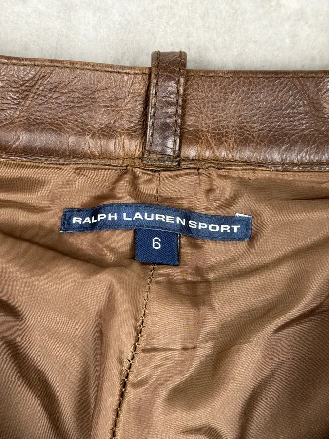 2000s Ralph Lauren Western Faded Brown Leather Pants - Image 10