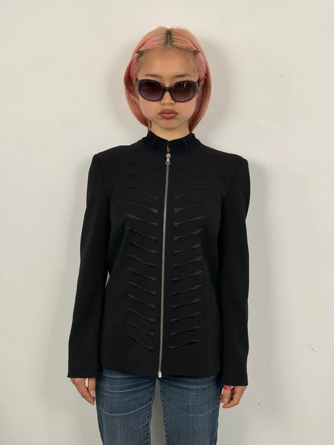 2000s Richmond Black Nylon Signature Minimalist Jacket - Image 2