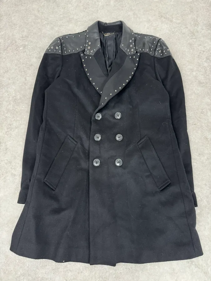 2000s Richmond Black Studded Long Classy Minimalist Coat - Image 4
