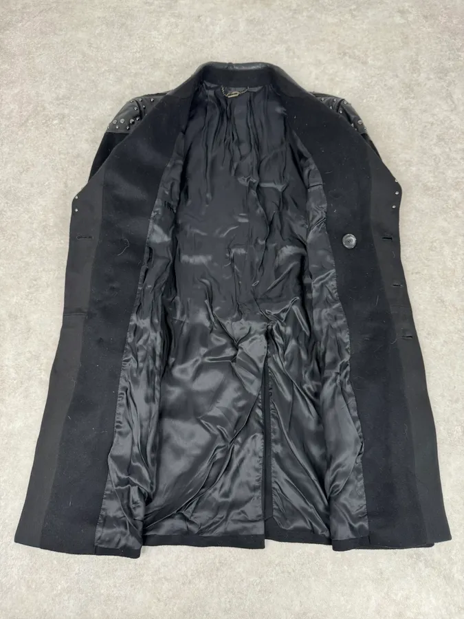 2000s Richmond Black Studded Long Classy Minimalist Coat - Image 8