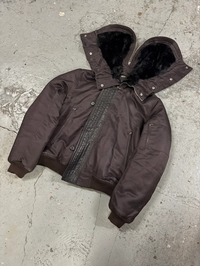 2000s Richmond Dark Brown Aviator Bomber Jacket - Image 3