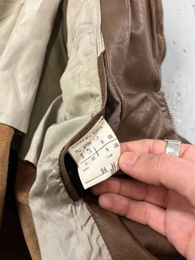 2000s Rick Owens Biker Brown Leather Jacket - Image 10