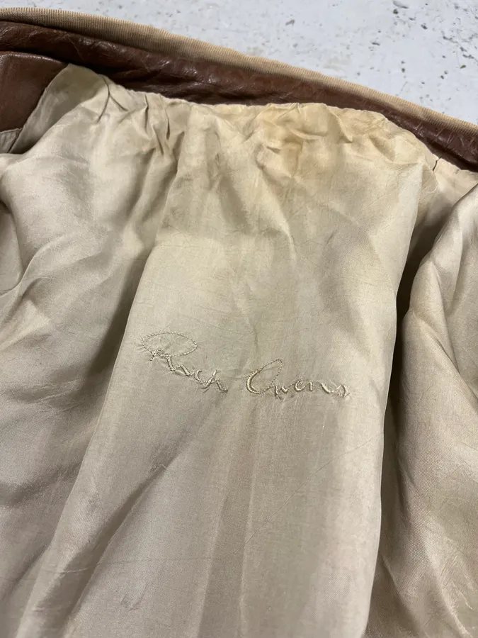 2000s Rick Owens Biker Brown Leather Jacket - Image 9