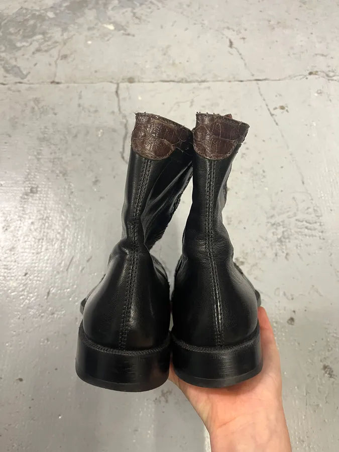 2000s Roberto Boticelli Python & Pony Hair Leather Brown Boots - Image 7