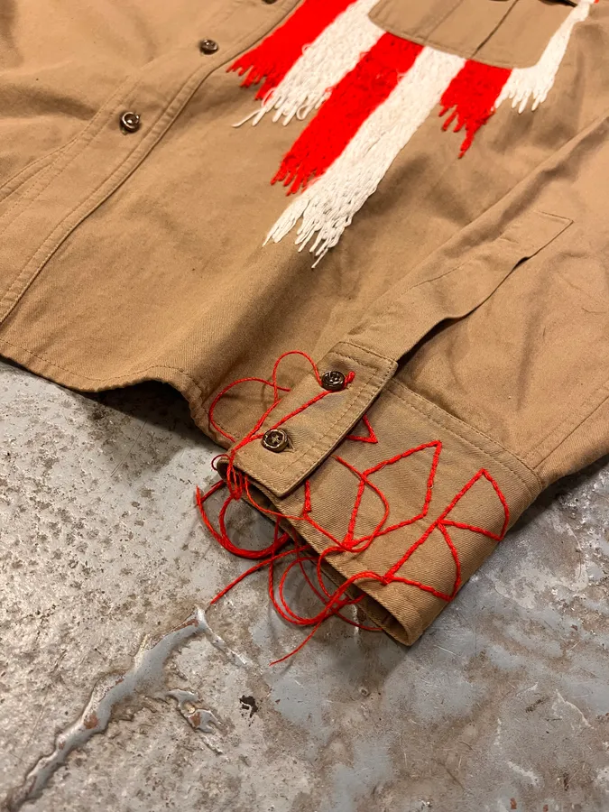 2000s Roberto Cavalli American Flag Beige Shirt - Image 7