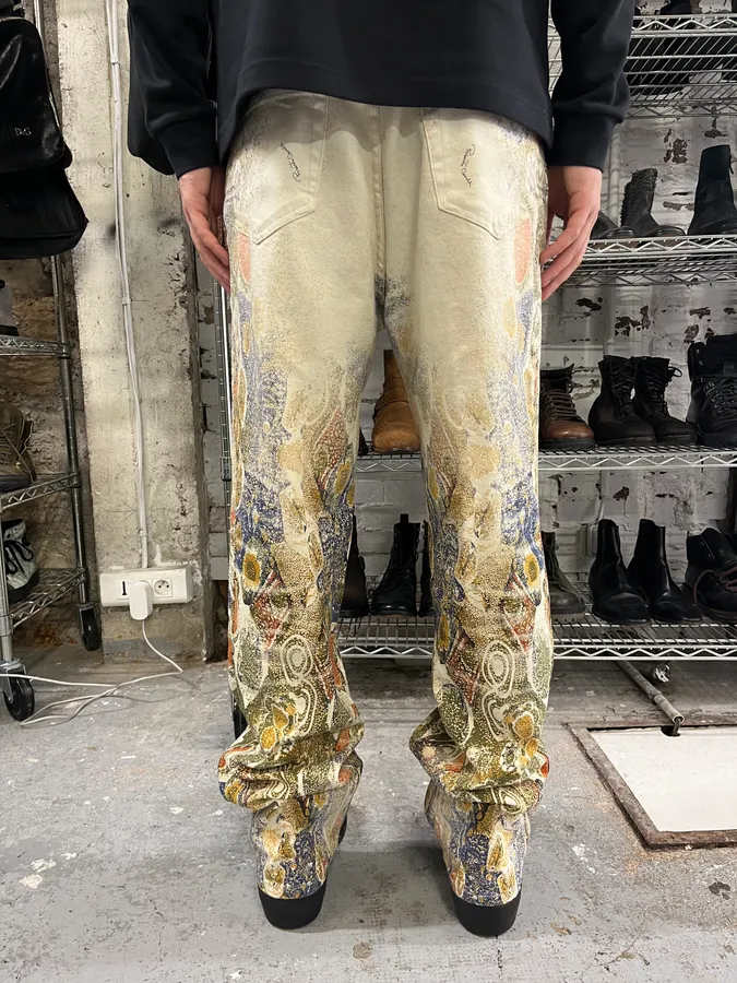 2000s Roberto Cavalli Arabic Mozaic Beige Multicolor Pants - Image 4