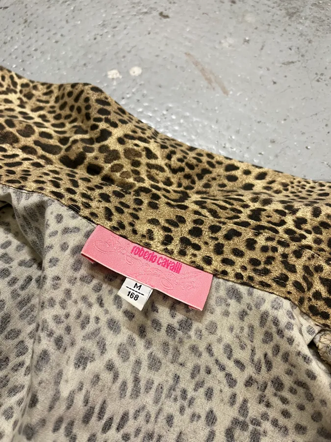 2000s Roberto Cavalli Beige & Black Leopard Shirt - Image 9