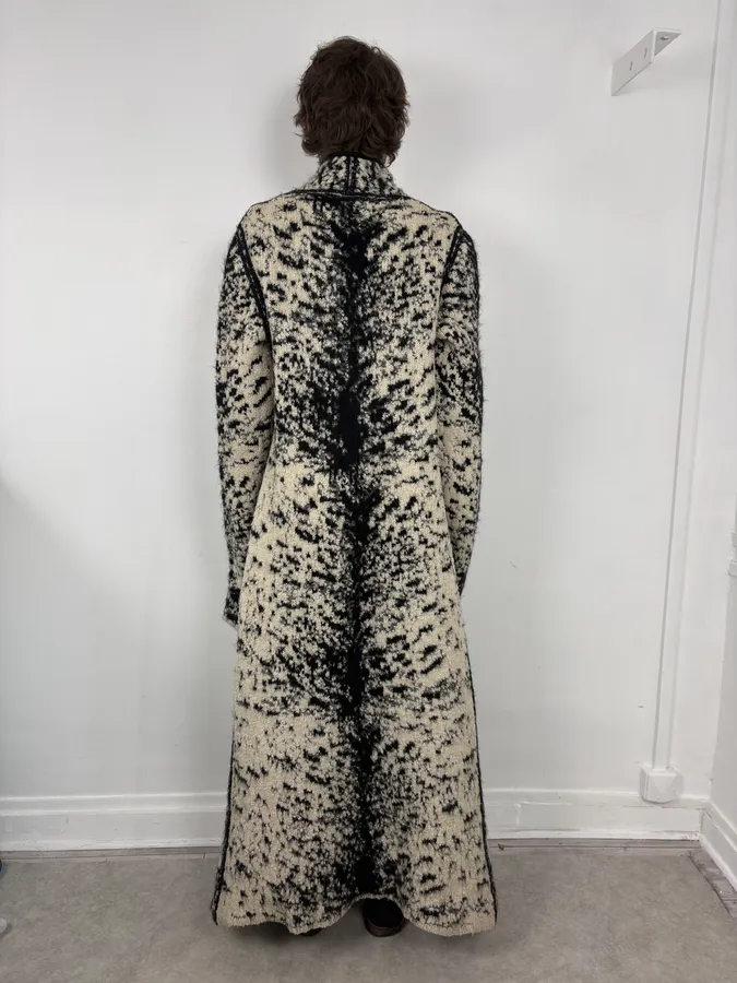 2000s Roberto Cavalli Beige & Black Wool Long Mohair Coat - Image 3