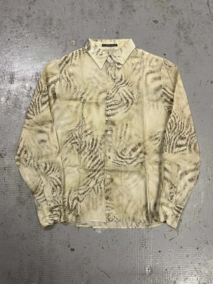 2000s Roberto Cavalli Beige & Black Zebra Shirt