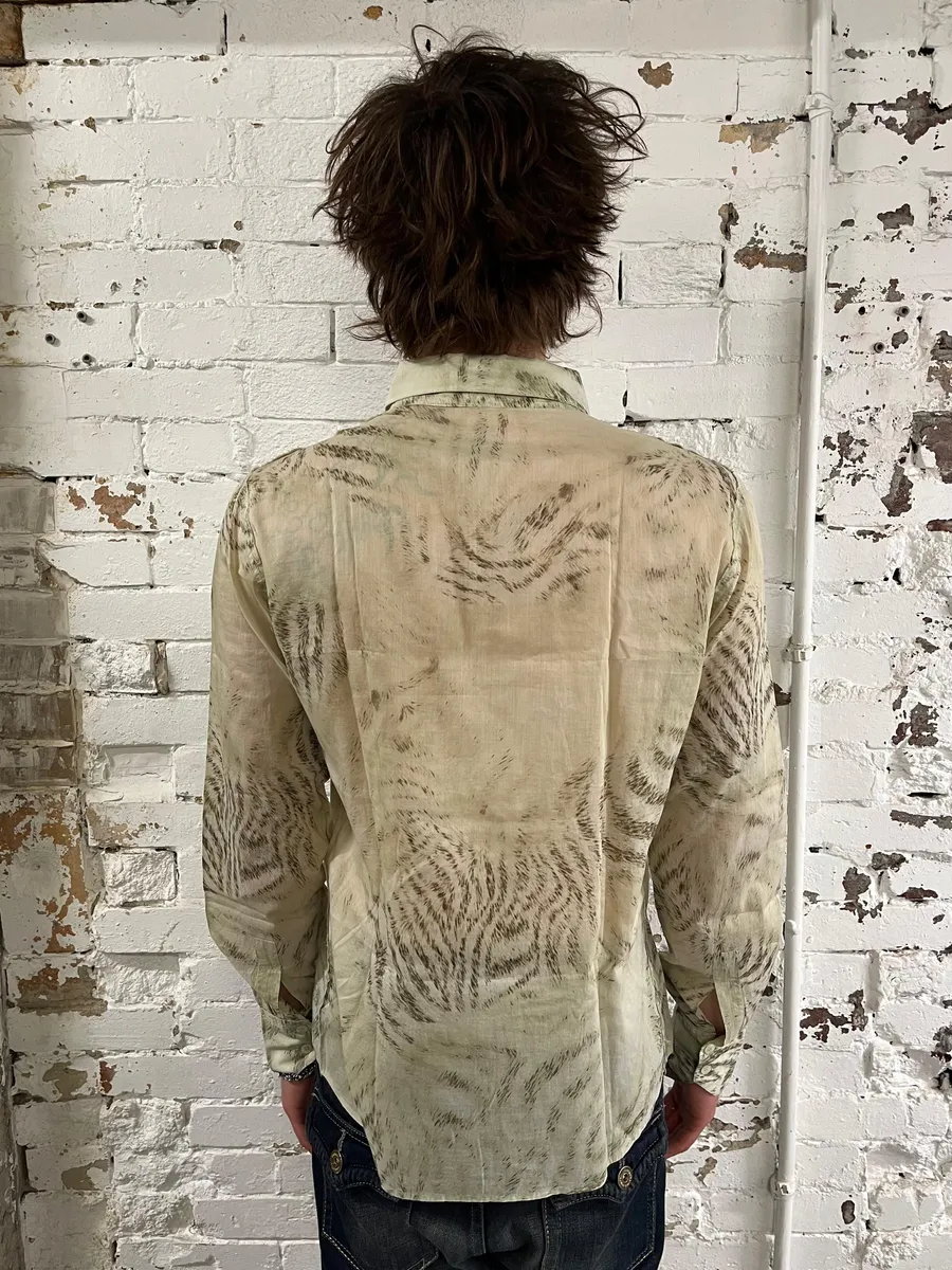 2000s Roberto Cavalli Beige & Black Zebra Shirt - Image 3