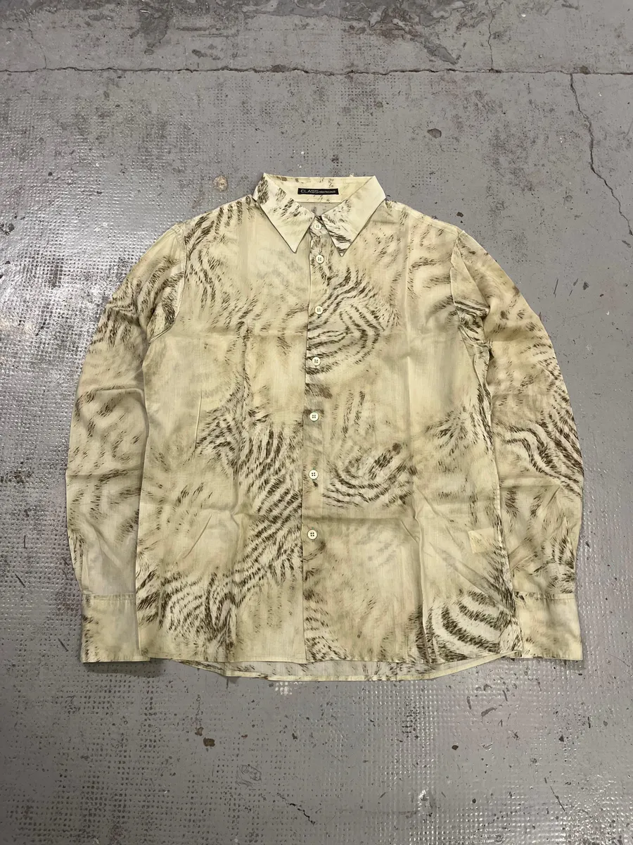 2000s Roberto Cavalli Beige & Black Zebra Shirt - Image 6