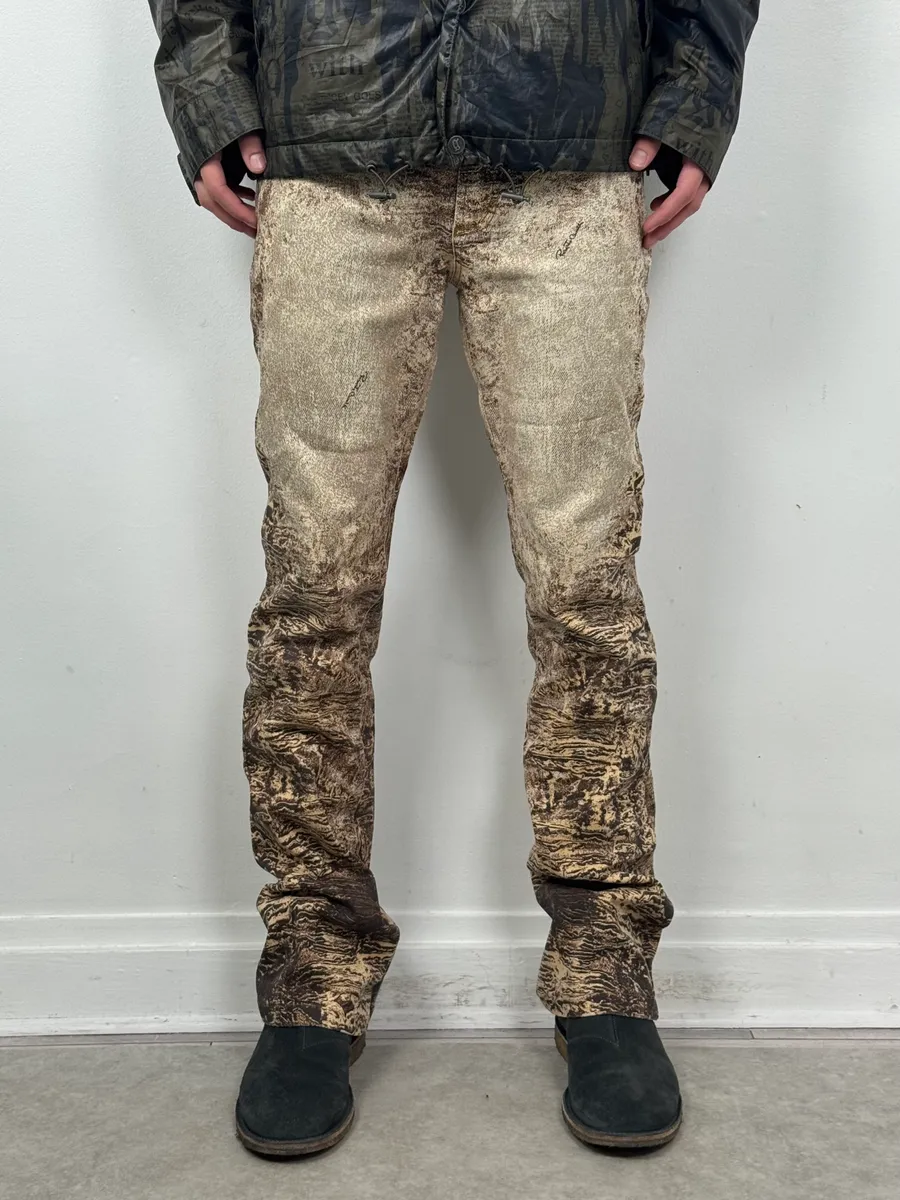 2000s Roberto Cavalli Beige & Brown Sand Earth Pants - Image 2