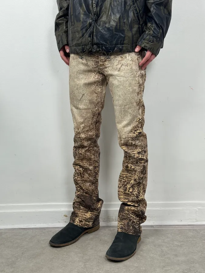 2000s Roberto Cavalli Beige & Brown Sand Earth Pants - Image 3