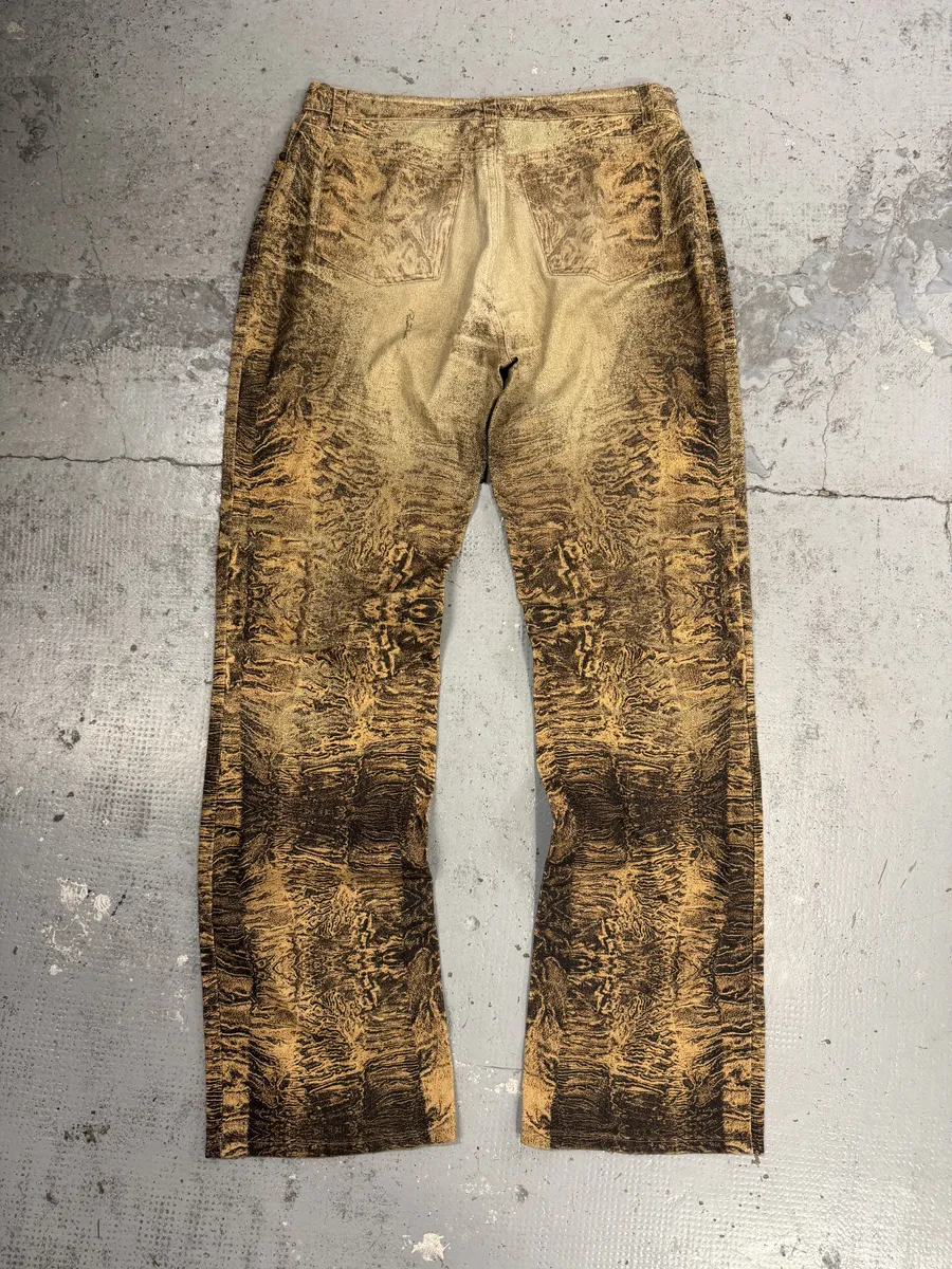 2000s Roberto Cavalli Beige Marble Eroded Effect Pants - Image 2