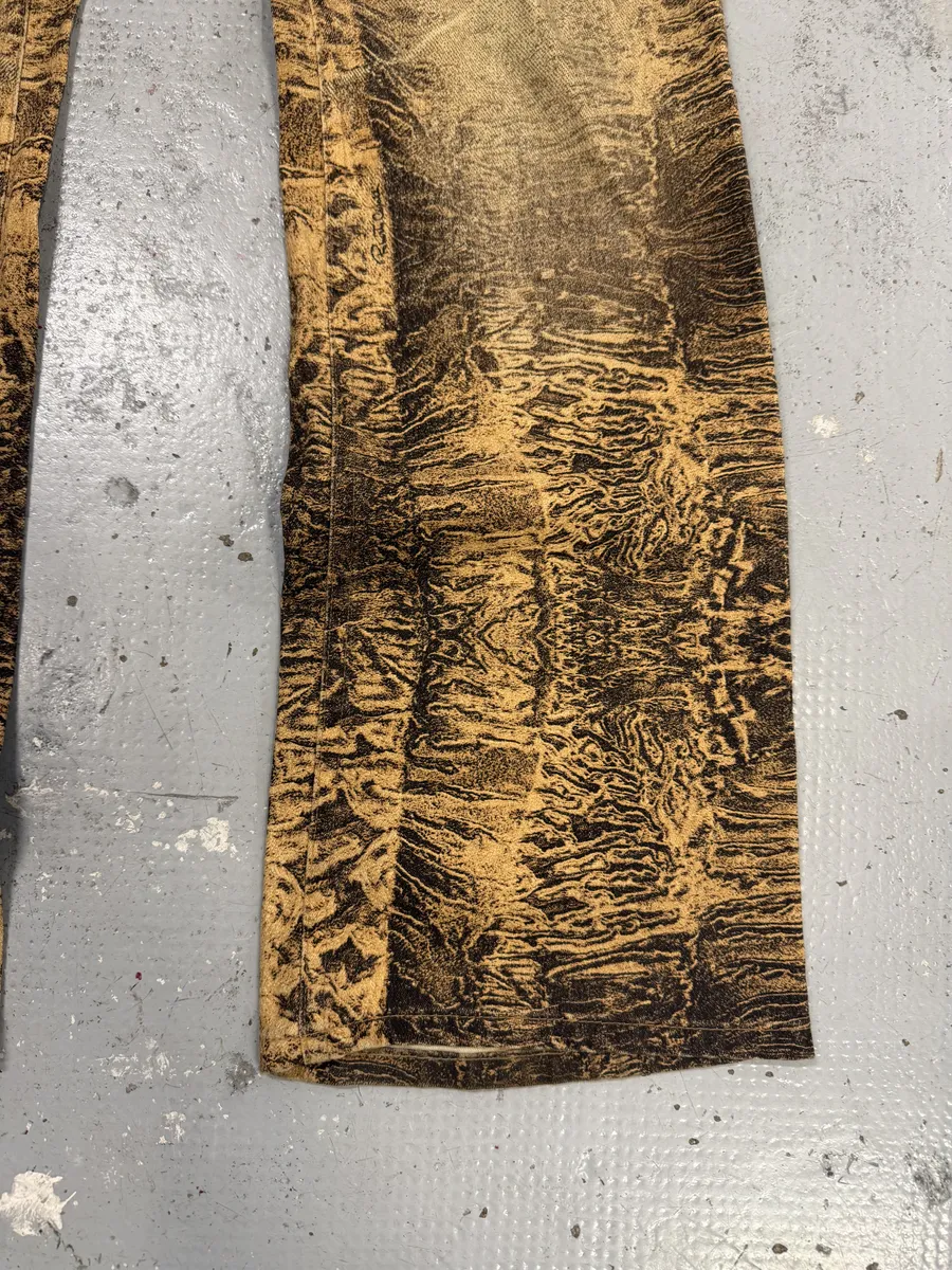 2000s Roberto Cavalli Beige Marble Eroded Effect Pants - Image 5