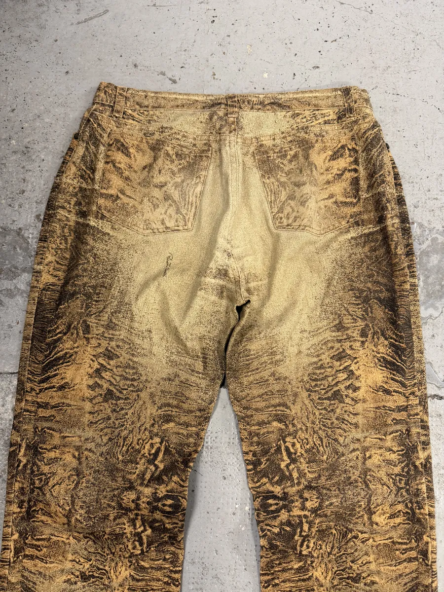 2000s Roberto Cavalli Beige Marble Eroded Effect Pants - Image 6