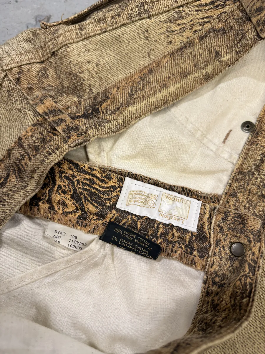 2000s Roberto Cavalli Beige Marble Eroded Effect Pants - Image 7