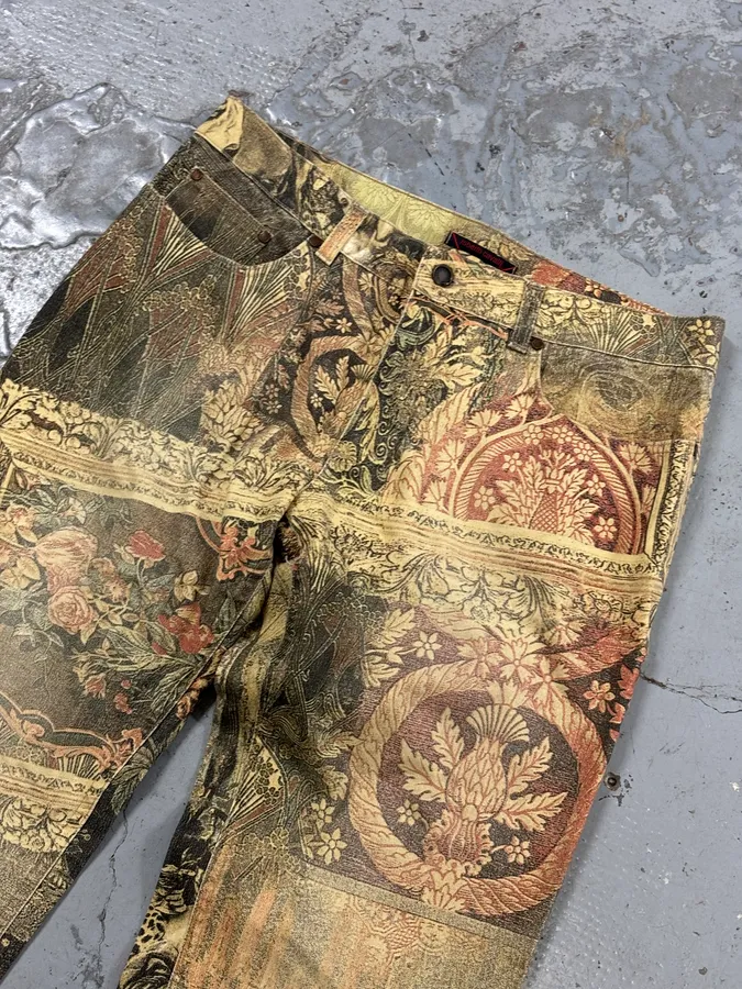 2000s Roberto Cavalli Beige Medieval Baroque Pants - Image 5