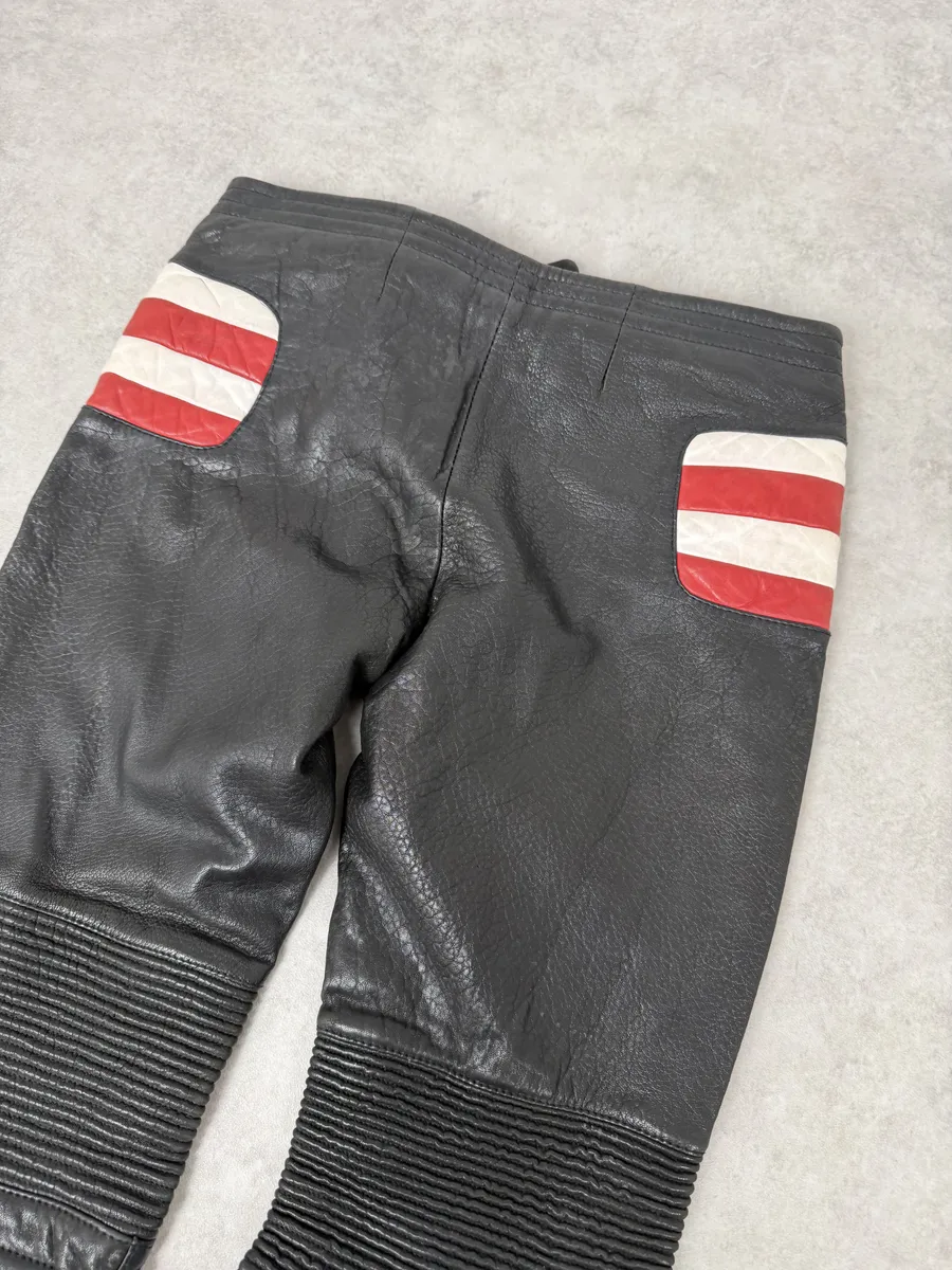 2000s Roberto Cavalli Biker Grain Black Leather Pants - Image 6