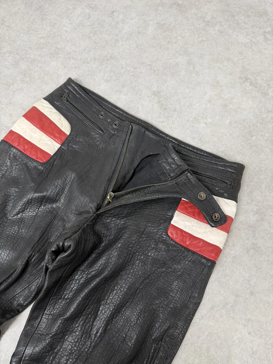 2000s Roberto Cavalli Biker Grain Black Leather Pants - Image 8