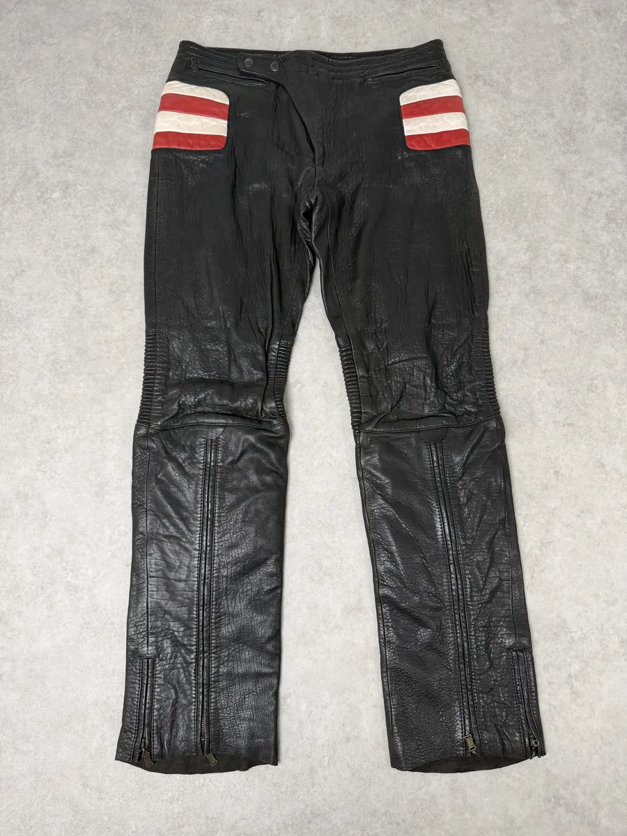 2000s Roberto Cavalli Biker Grain Black Leather Pants - Image 9
