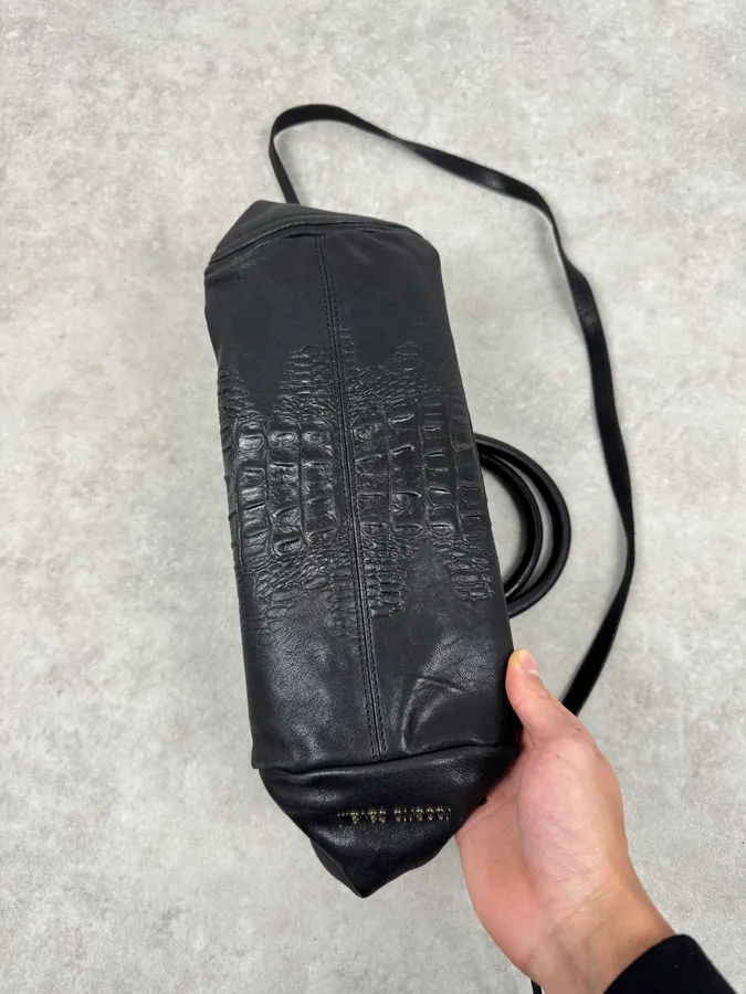 2000s Roberto Cavalli Black Crocodile Effect Leather Shoulder Bag - Image 11