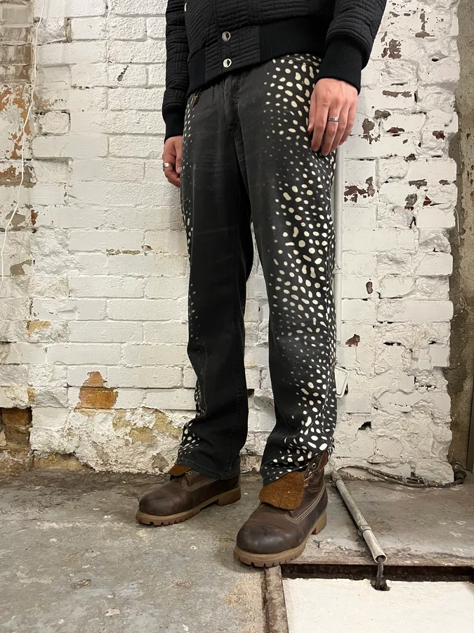 2000s Roberto Cavalli Black Denim Polka Dot Jeans - Image 4