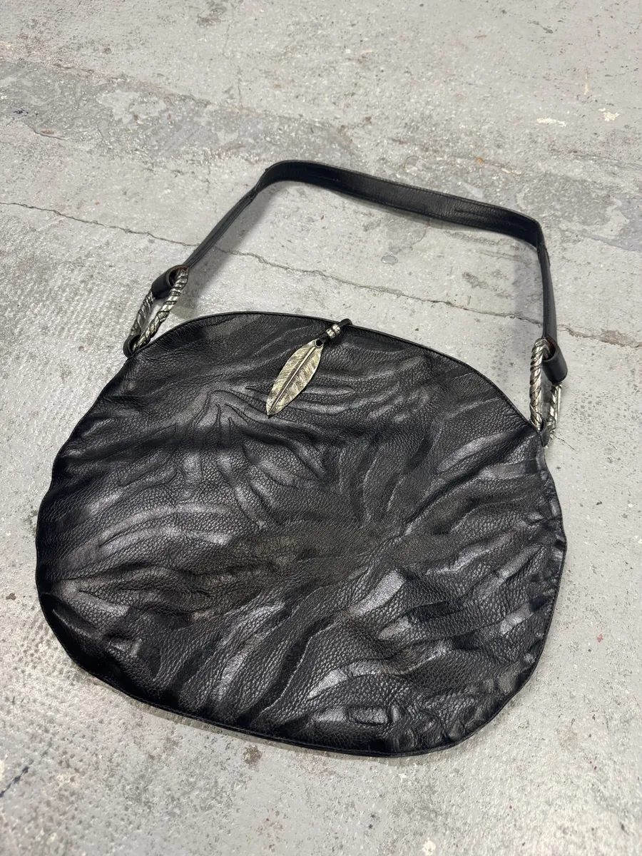 2000s Roberto Cavalli Black Feather Shoulder Bag - Image 11